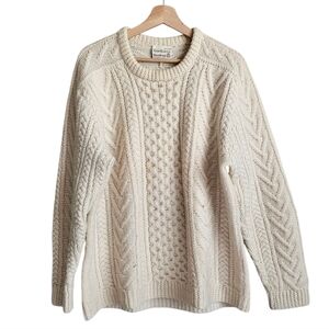 Vintage Cream Cable Knit Crewneck Sweater